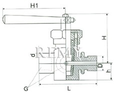 X14H-40C/P/T三通压力表旋塞阀 外形尺寸图