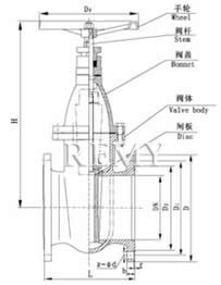 Z45T/W-10/16暗杆楔式闸阀 外形尺寸图