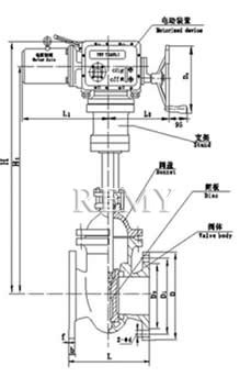 Z944T/W-10型电动平行式双闸板闸阀 外形尺寸图