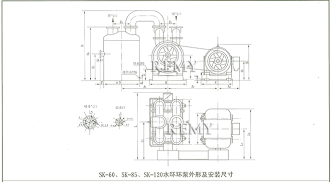 SK真空泵 外形及安装尺寸图8