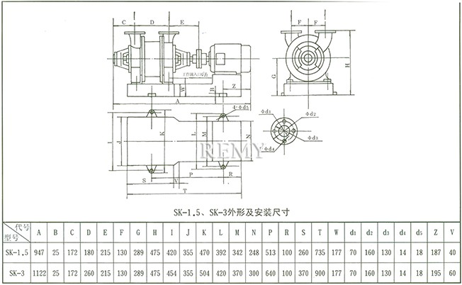 SK真空泵 外形及安装尺寸图1