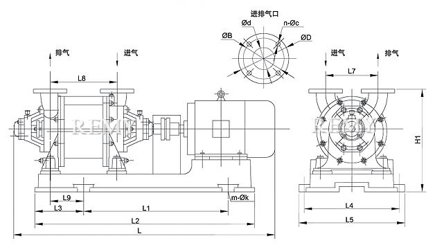 SZ系列水环式真空泵 外形尺寸图