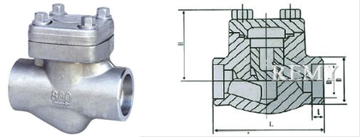 H61H/Y承插焊锻钢止回阀 外形尺寸图
