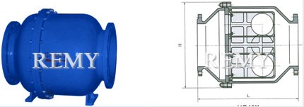 HQ45X双球微阻球形止回阀 外形尺寸图