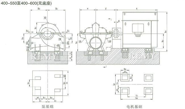 SOW中开泵（400-550 ~ 400-600） 安装尺寸图