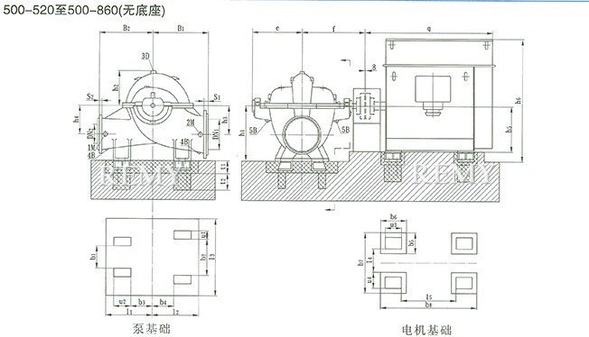 SOW中开泵（500-520 ~ 500-860） 安装尺寸图